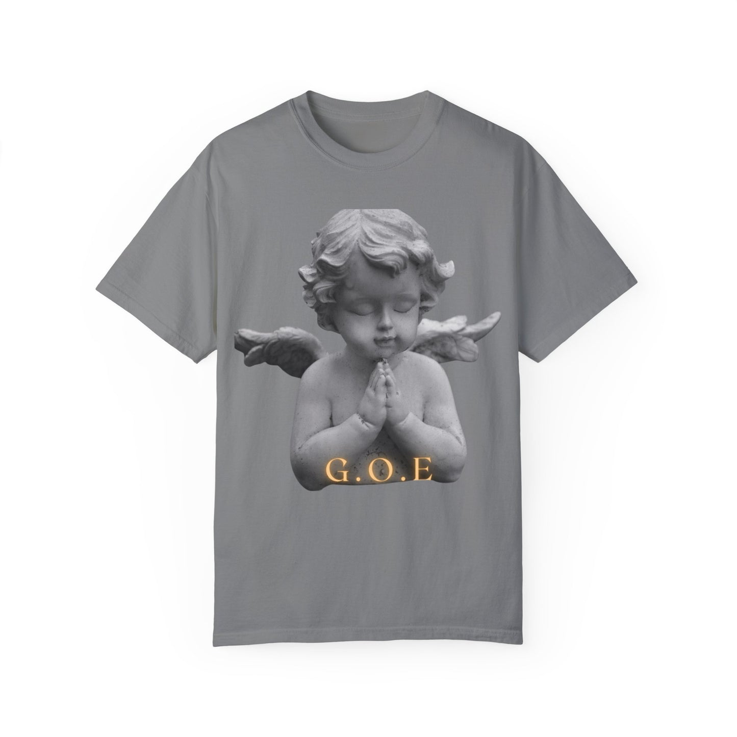 Heavenly White Men & Women T-Shirt – "G.O.E Angel" (God Over Everything) Faith-Inspired Tee
