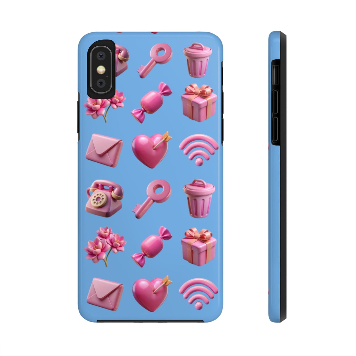 Cute and Colorful Tough Phone Case - Pink Emojis Design