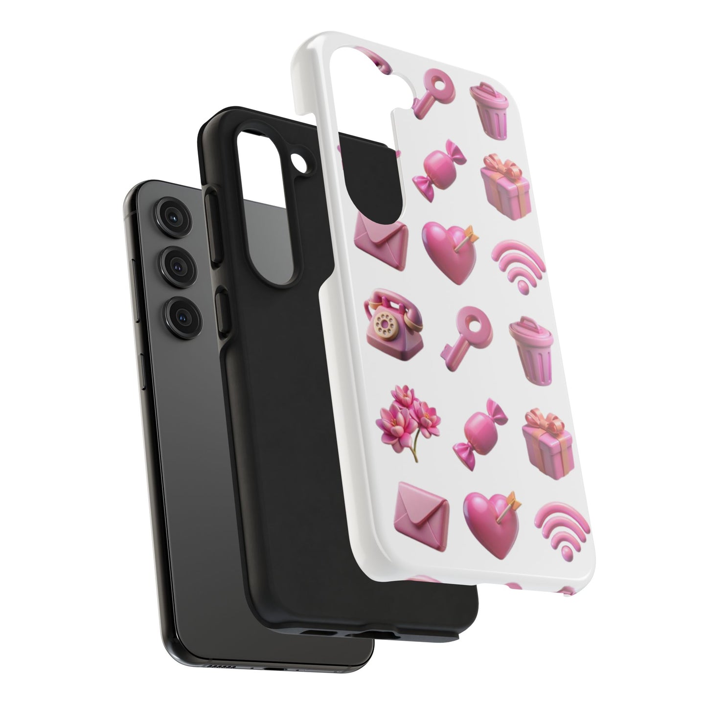 Cute and Colorful Tough Phone Case - Pink Emojis Design