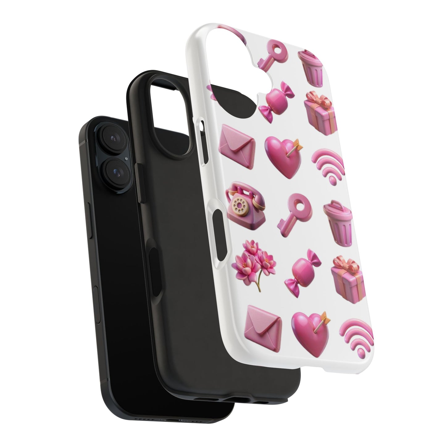 Cute and Colorful Tough Phone Case - Pink Emojis Design