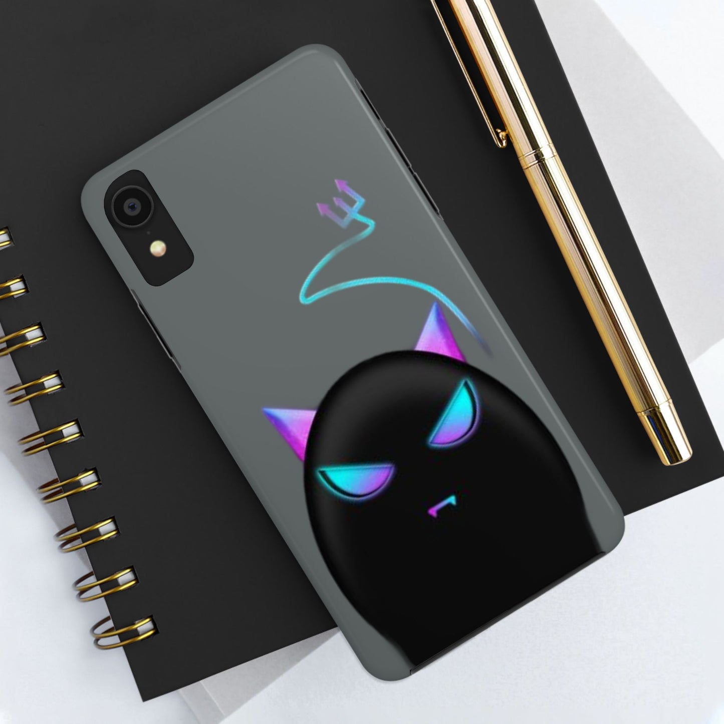 Demonic Cat Tough Phone Case - Cute & Edgy Phone Protection for Cat Lovers