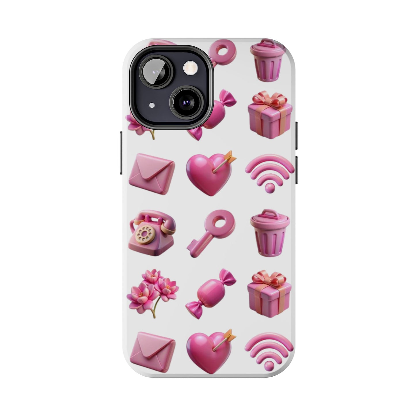 Cute and Colorful Tough Phone Case - Pink Emojis Design
