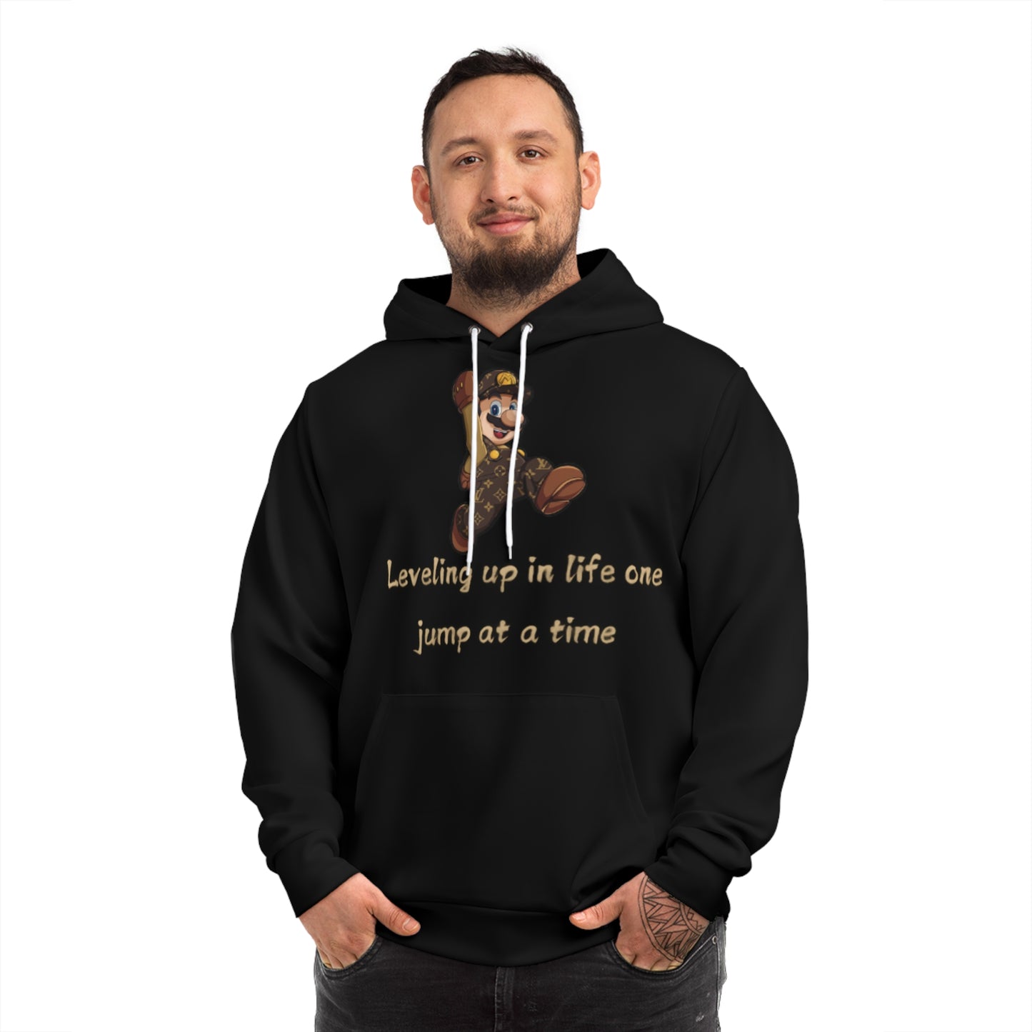 Onyx Black Hoodie for Men & Women – "Level Up Every Day" Retro Gaming Wear