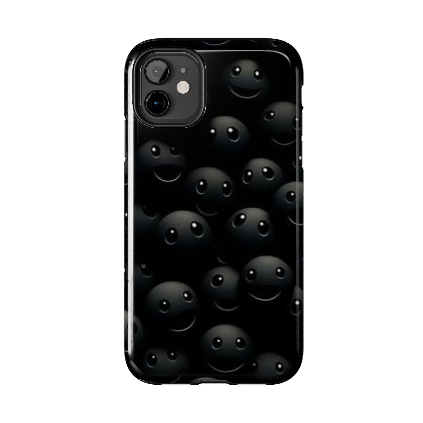😊 Cute Smiley Face Black Tough Phone Case – Fun & Durable Protection for iPhone & Android