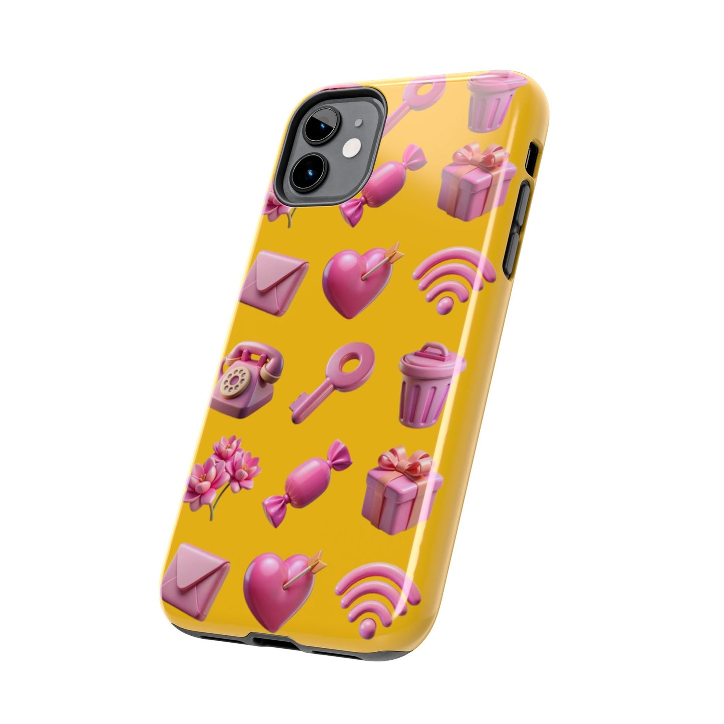 Cute and Colorful Tough Phone Case - Pink Emojis Design