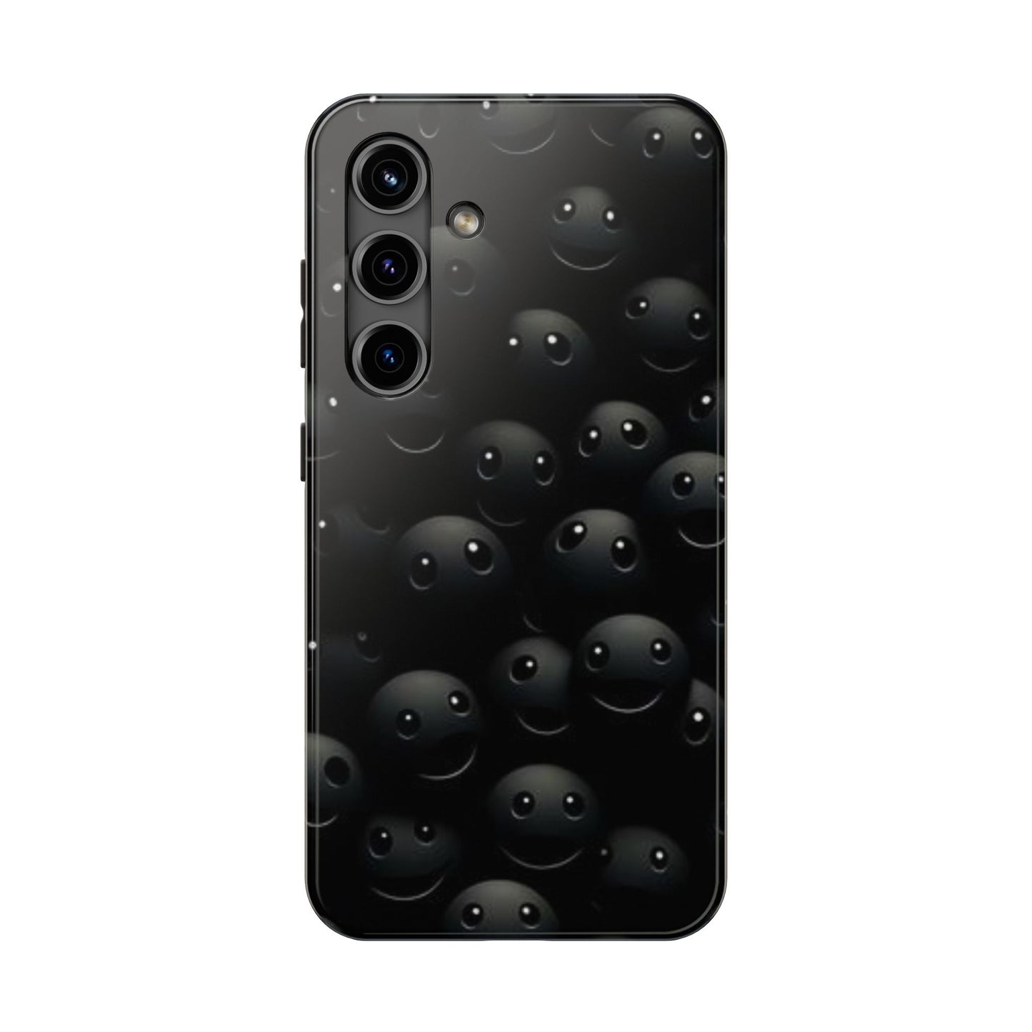 😊 Cute Smiley Face Black Tough Phone Case – Fun & Durable Protection for iPhone & Android