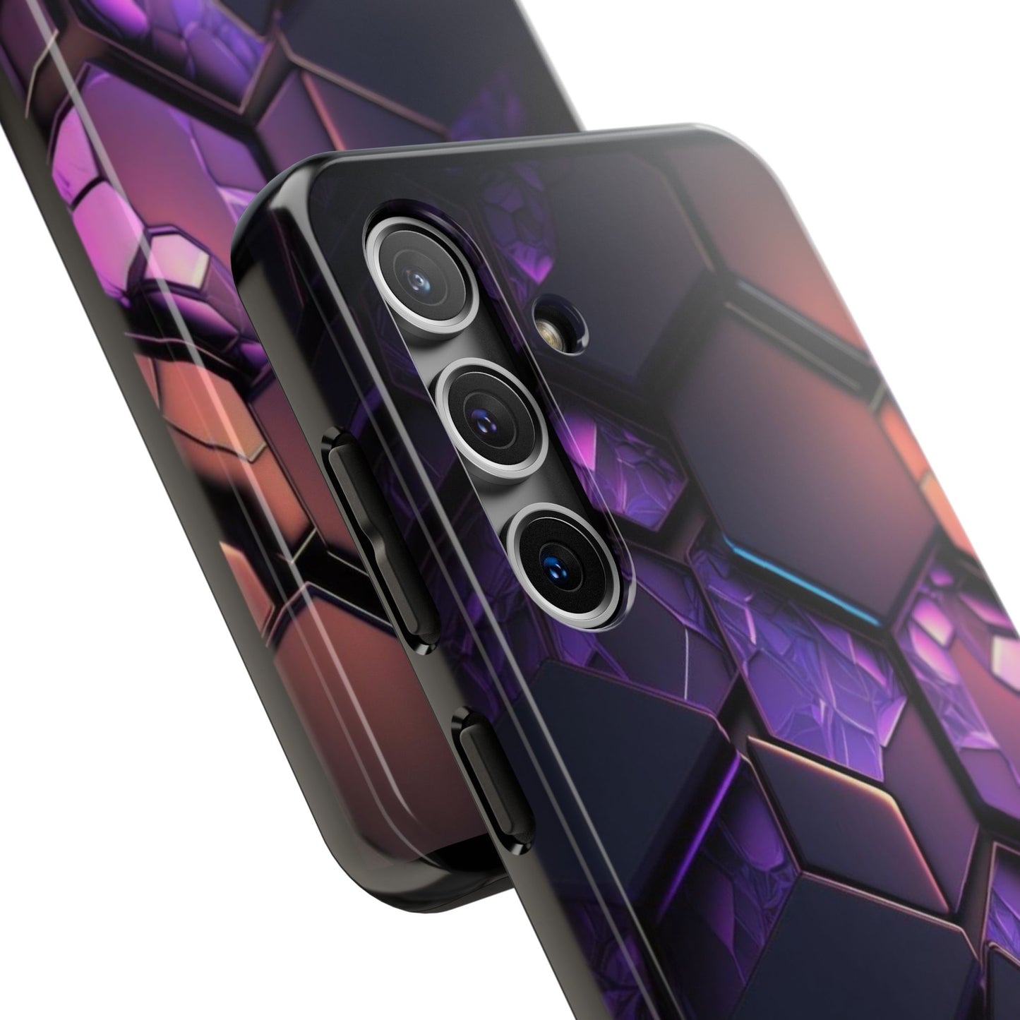 Hexagonal Tough Phone Case - Vibrant Protective Design for Tech Enthusiasts