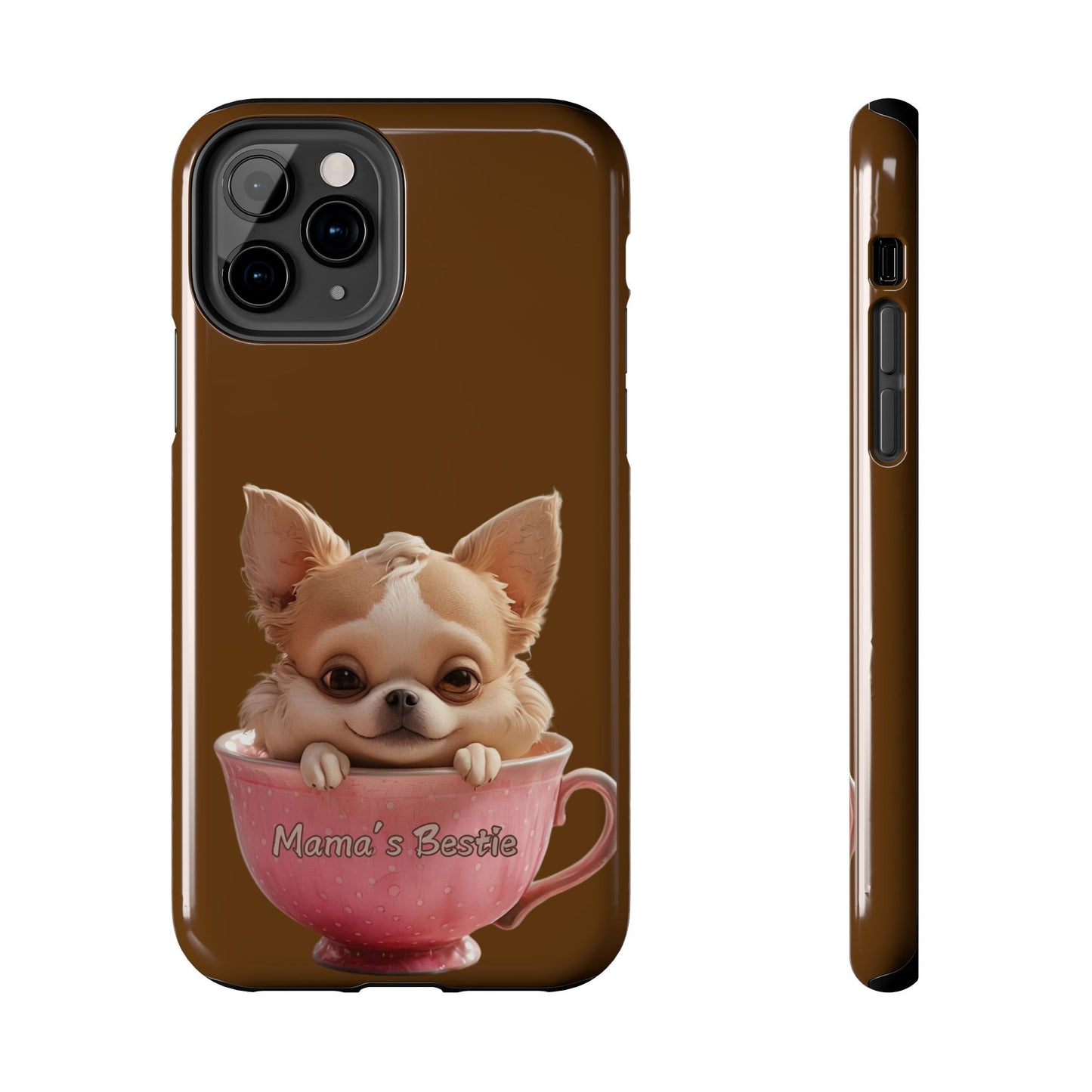 Cute Chihuahua Tough Phone Case - 'Mama's Bestie' Design
