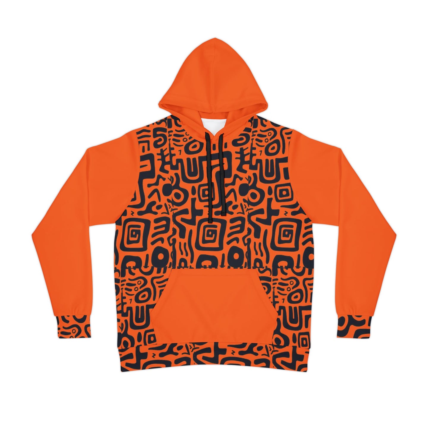 π₯ Bold Orange & Black Tribal Pattern Hoodie β Eye-Catching Streetwear with Ultimate Comfort (2025)