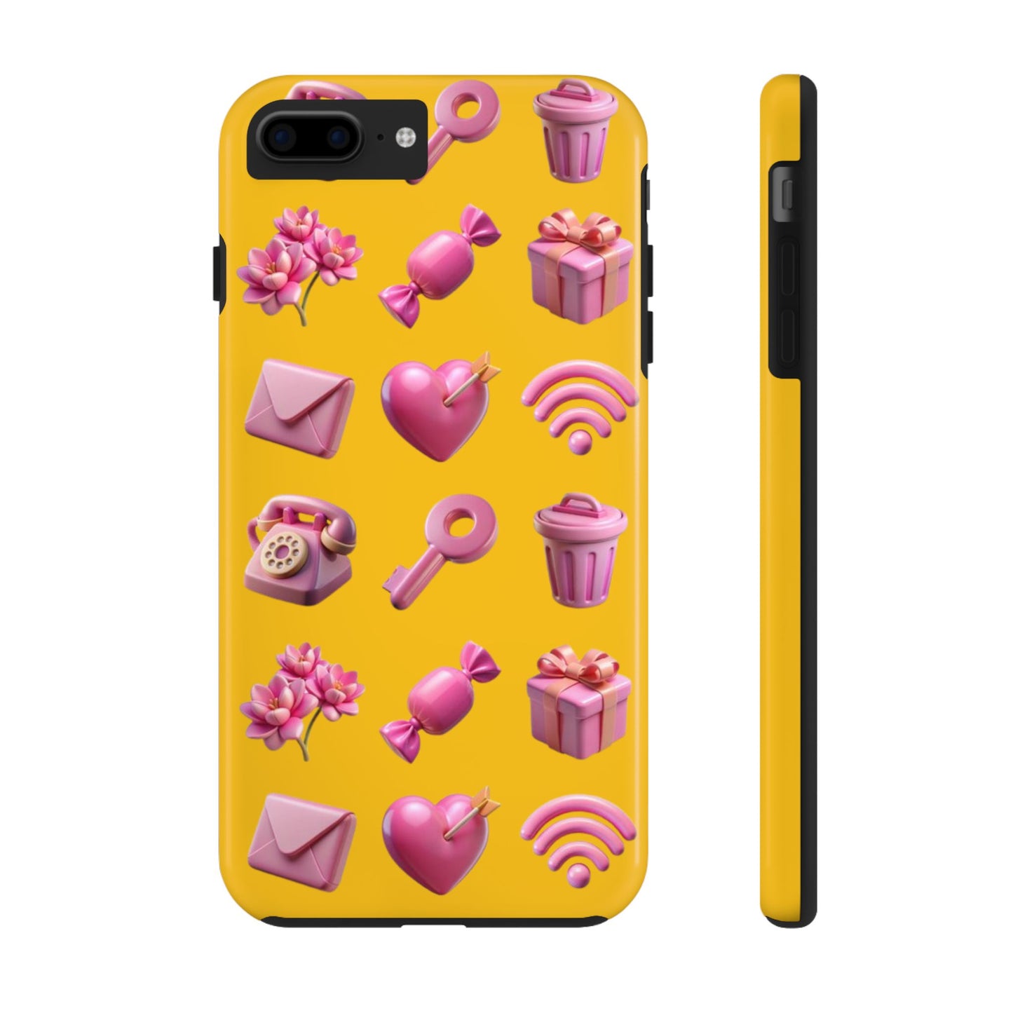Cute and Colorful Tough Phone Case - Pink Emojis Design