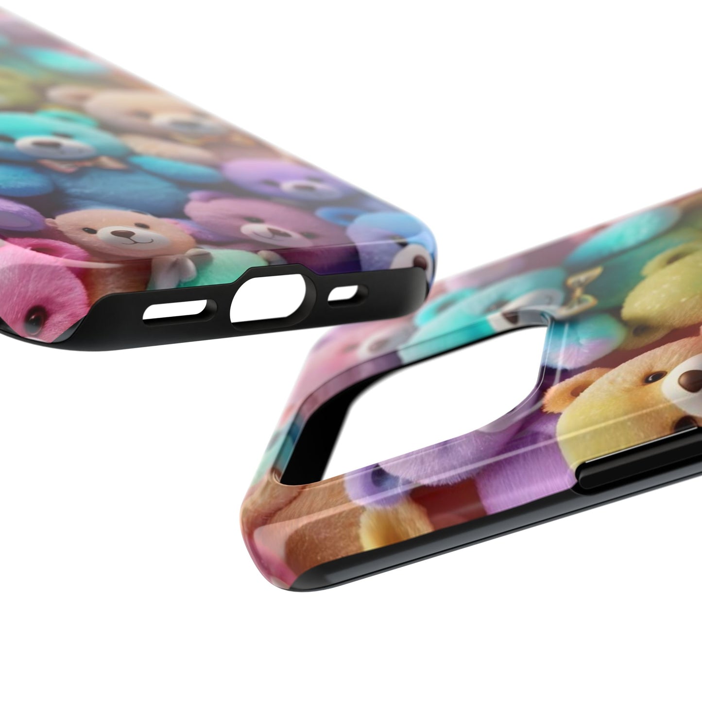 "Cute Teddy Bear Tough Phone Case – Colorful Plush-Inspired Protective Cover for iPhone & Android"