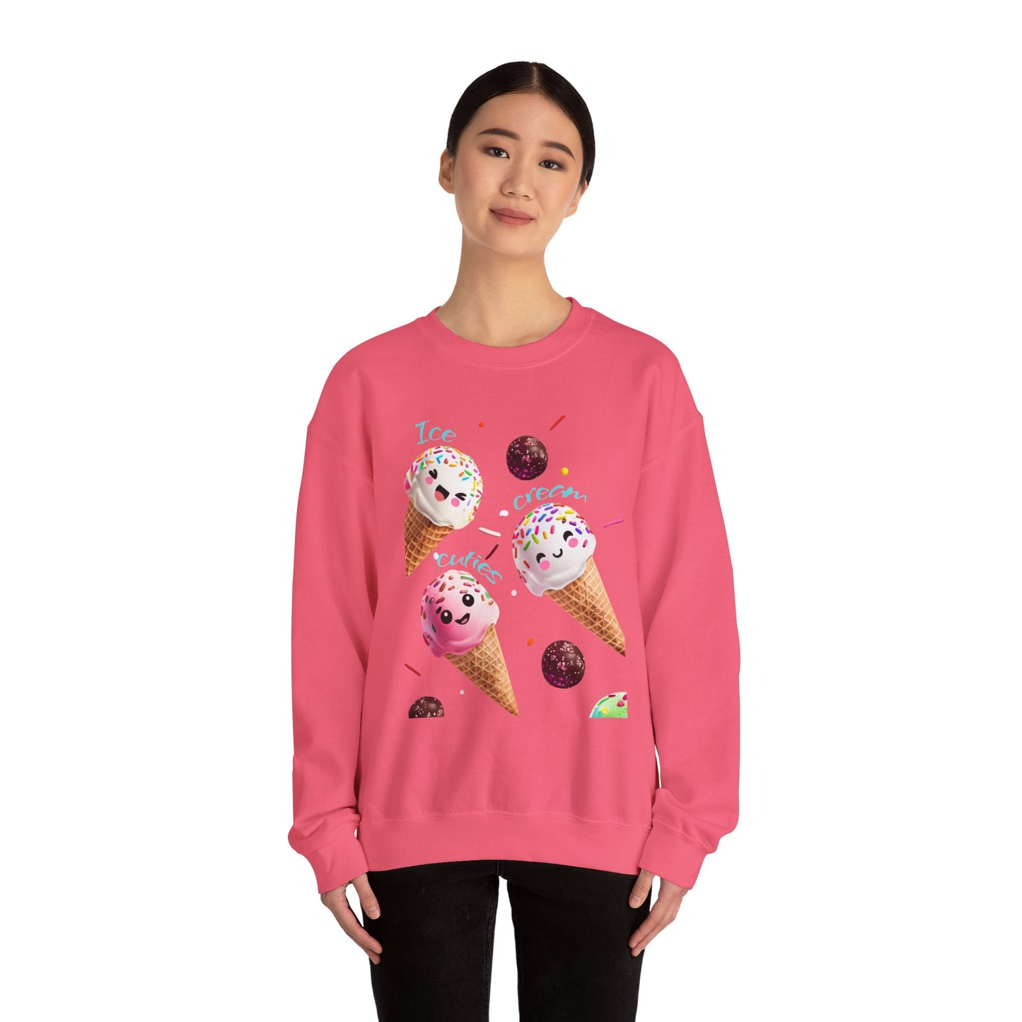 Bubblegum Bliss Pink Sweatshirt for Women – Cute Ice Cream Cone Sweet Treat Design