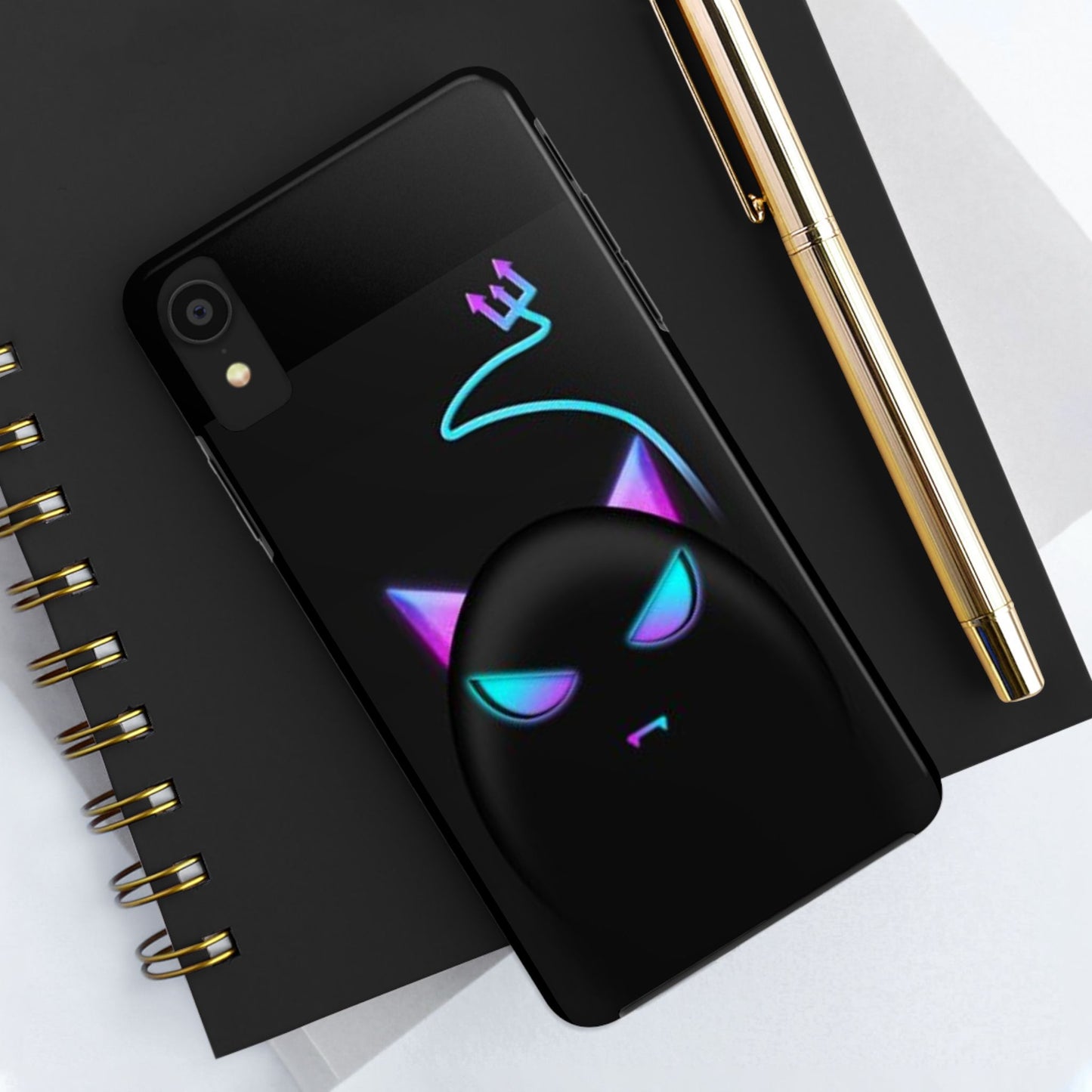 Demonic Cat Tough Phone Case - Cute & Edgy Phone Protection for Cat Lovers