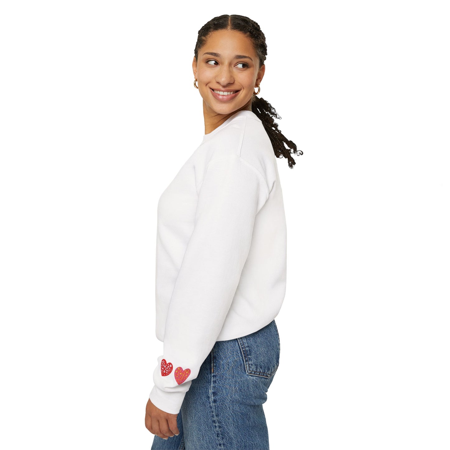 Ivory Cloud White Sweatshirt for Women – Love Hearts Cozy Everyday Sweater