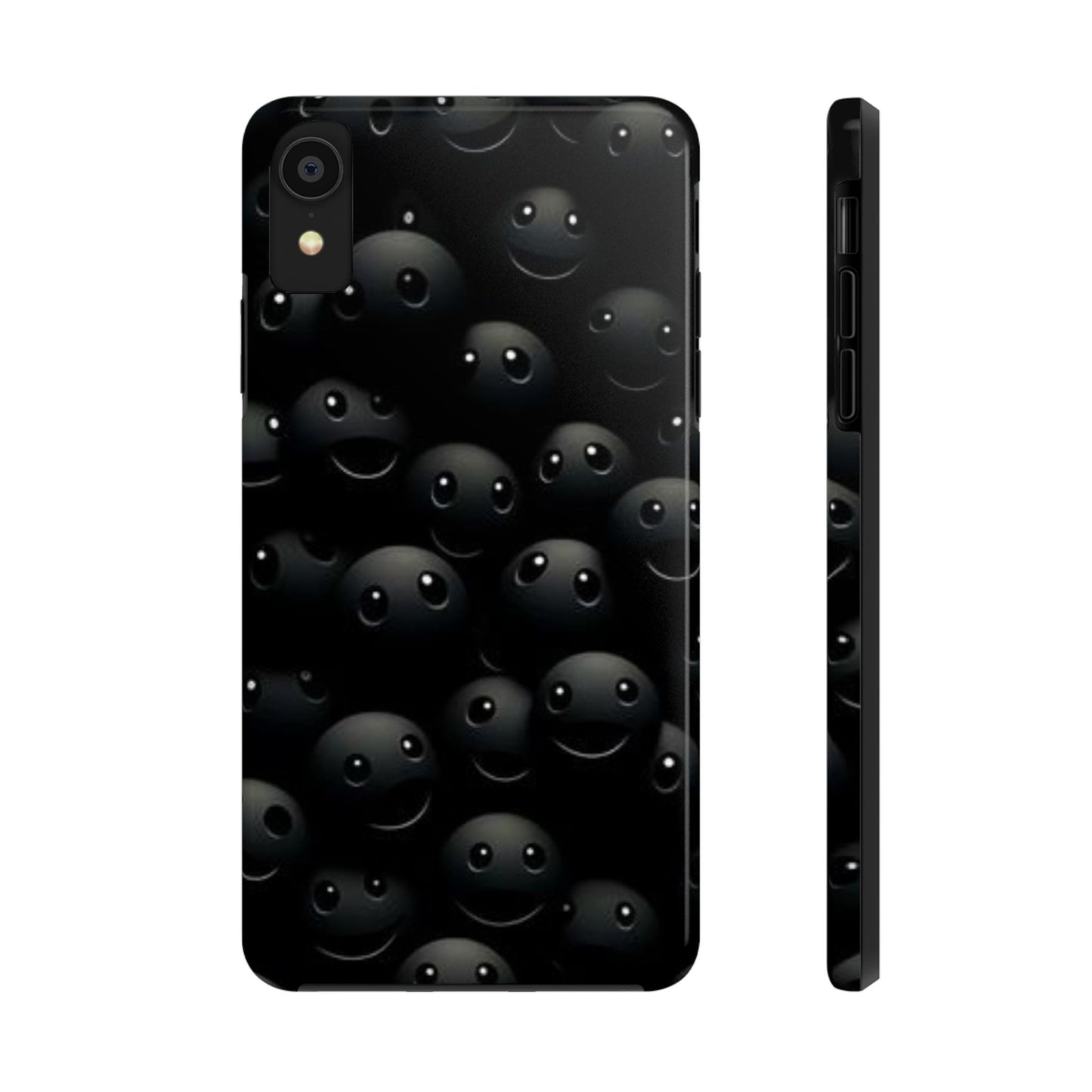 😊 Cute Smiley Face Black Tough Phone Case – Fun & Durable Protection for iPhone & Android