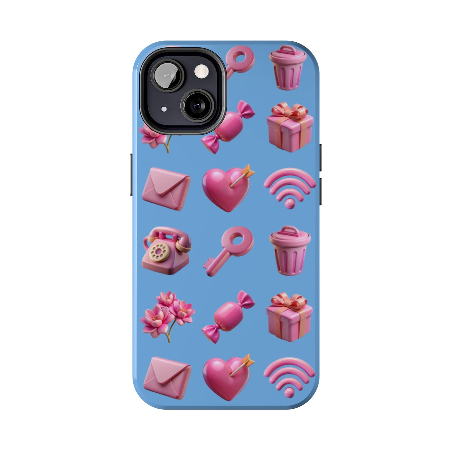 Cute and Colorful Tough Phone Case - Pink Emojis Design