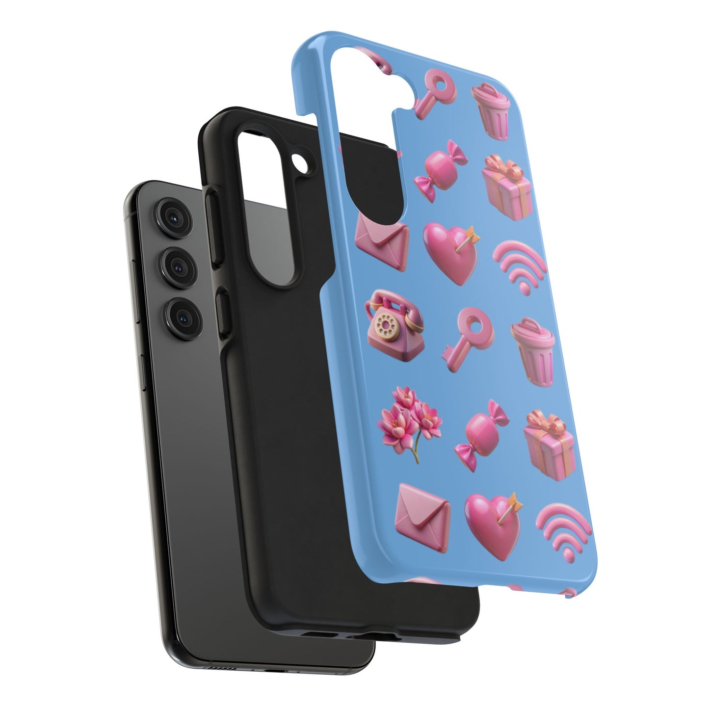 Cute and Colorful Tough Phone Case - Pink Emojis Design