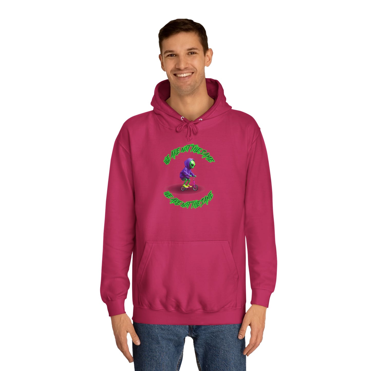 Cosmic Charcoal Hoodie for Men & Women – Alien "We Are Not The Same" Statement