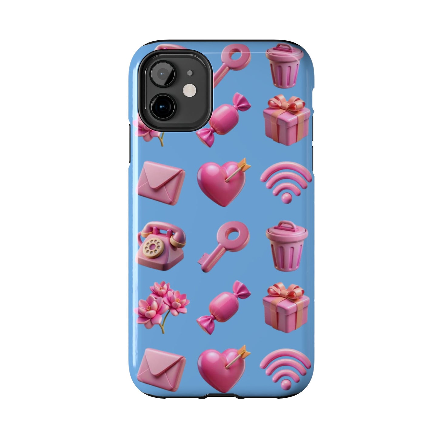 Cute and Colorful Tough Phone Case - Pink Emojis Design