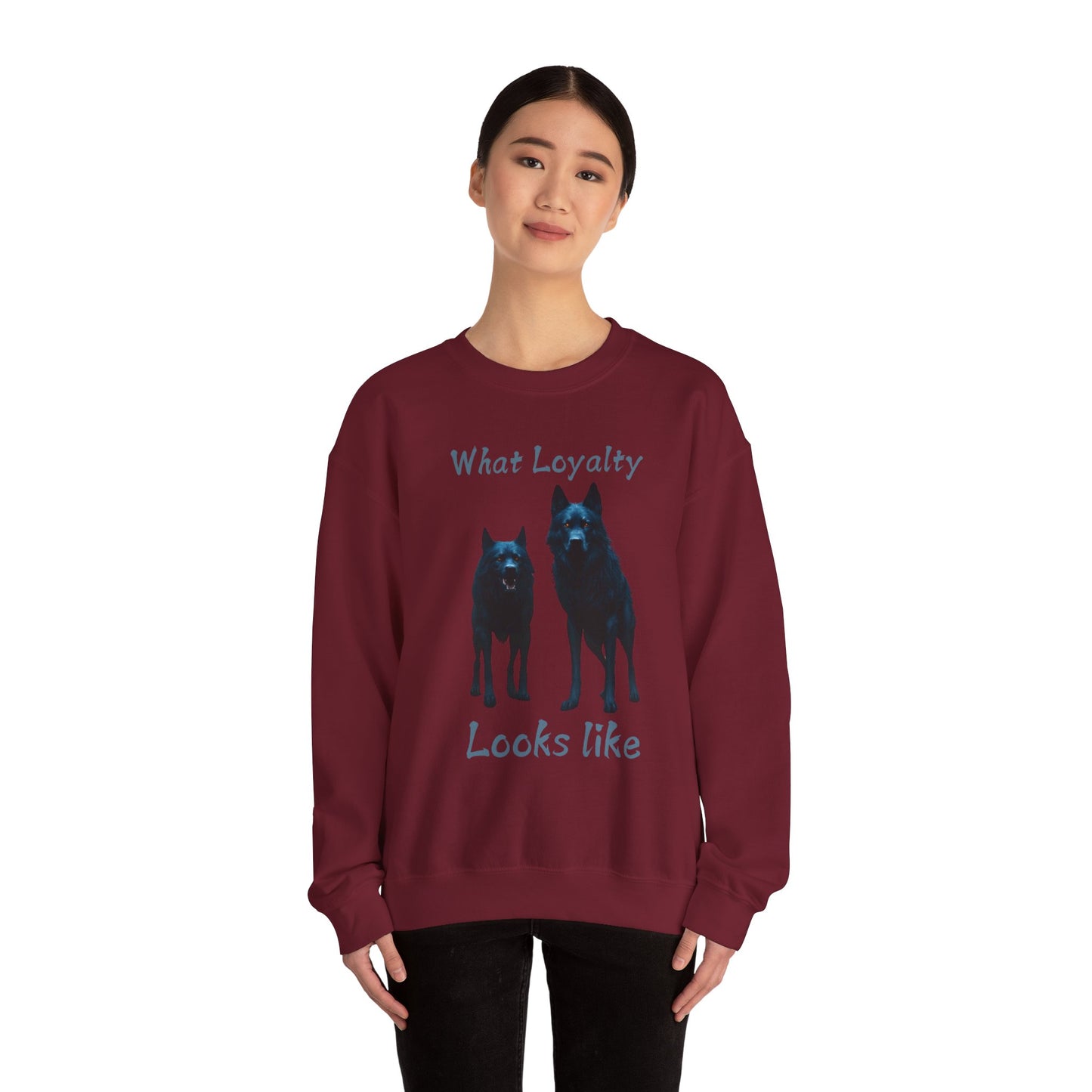 🐾 Funny Dog Lover Red Sweatshirt – "What Loyalty Looks Like" Design for Dog Owners & Pet Lovers