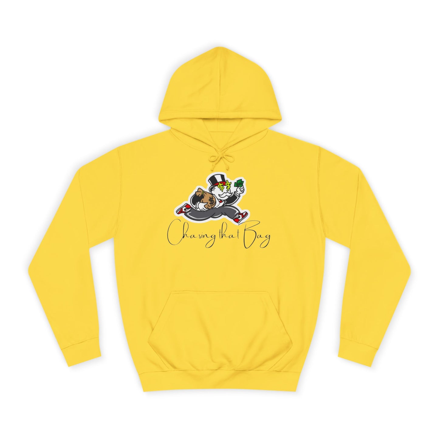 Money Green Men’s Hoodie – "Chasing the Bag" Hustle-Inspired Pullover with Drawstrings & Kangaroo Pocket