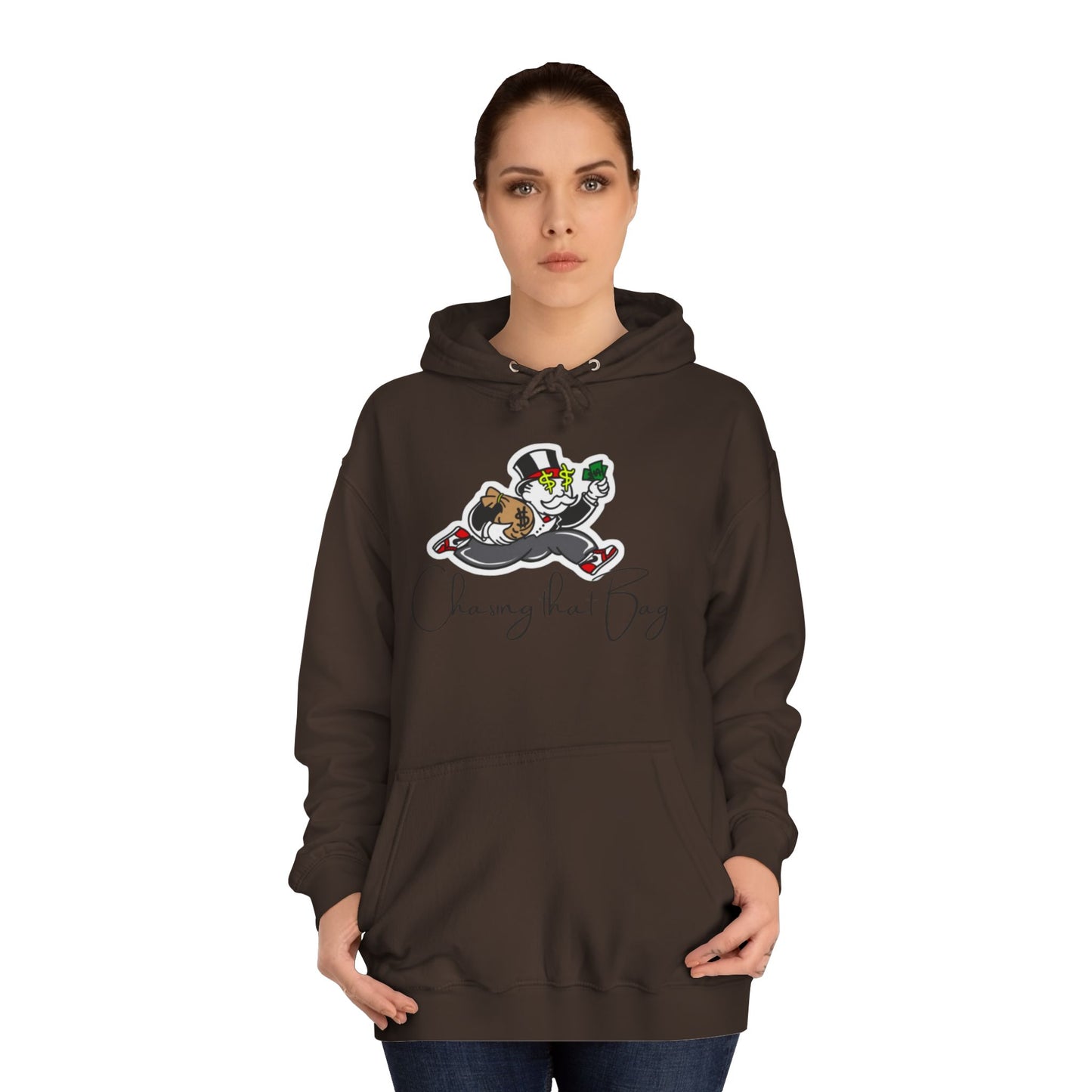Money Green Men’s Hoodie – "Chasing the Bag" Hustle-Inspired Pullover with Drawstrings & Kangaroo Pocket