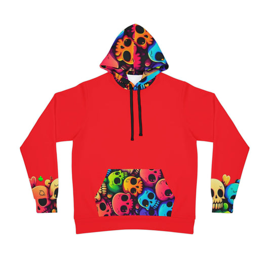 💀 Red Hoodie with Colorful Skulls – Bold & Vibrant Streetwear for Men & Women