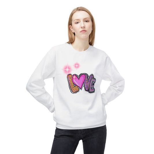 Snow Petal White Fleece Sweatshirt for Her – Soft Cozy Love-Inspired Gift