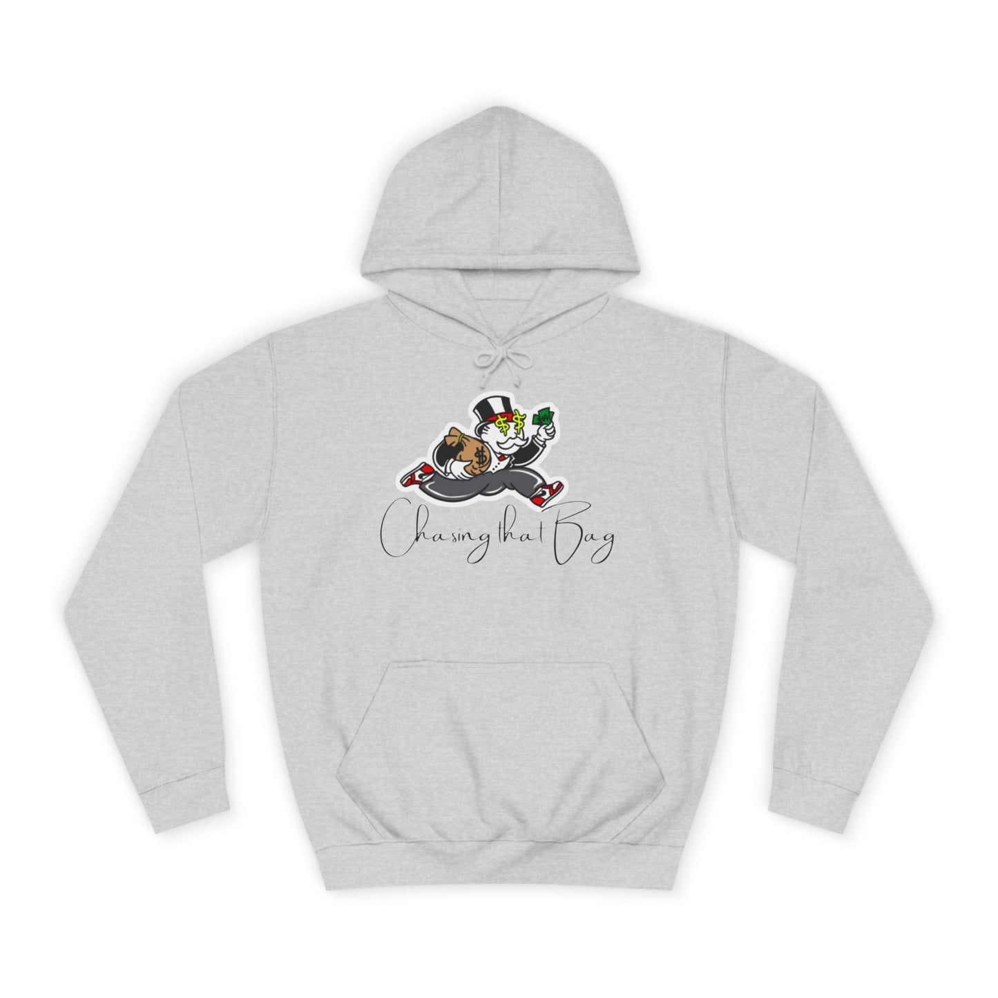 Money Green Men’s Hoodie – "Chasing the Bag" Hustle-Inspired Pullover with Drawstrings & Kangaroo Pocket