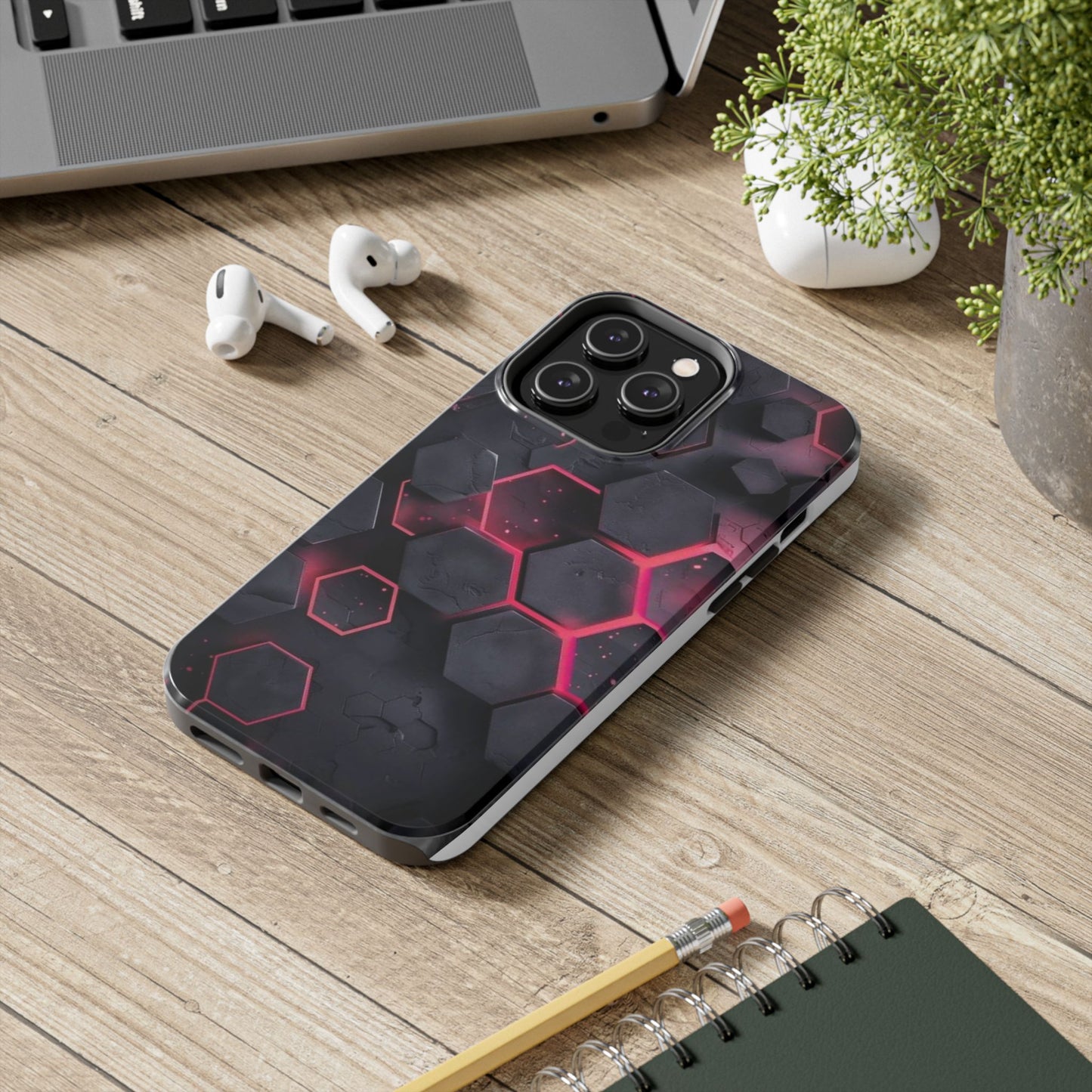 Stylish Tough Phone Cases with Hexagonal Design - Durable Protection for Tech Lovers