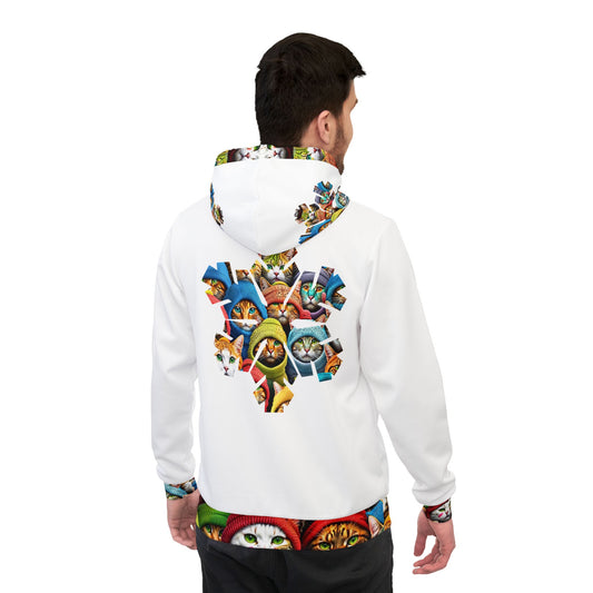 "White Whimsical Cat Hoodie – Cozy & Stylish Sweatshirt for Animal Lovers"
