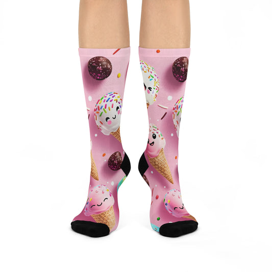 Cushioned Crew Socks- Cute Ice Cream Cuties