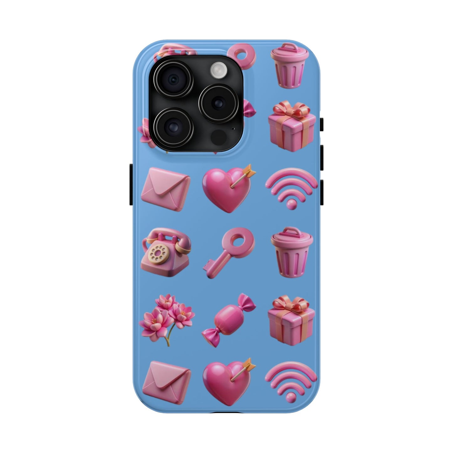 Cute and Colorful Tough Phone Case - Pink Emojis Design