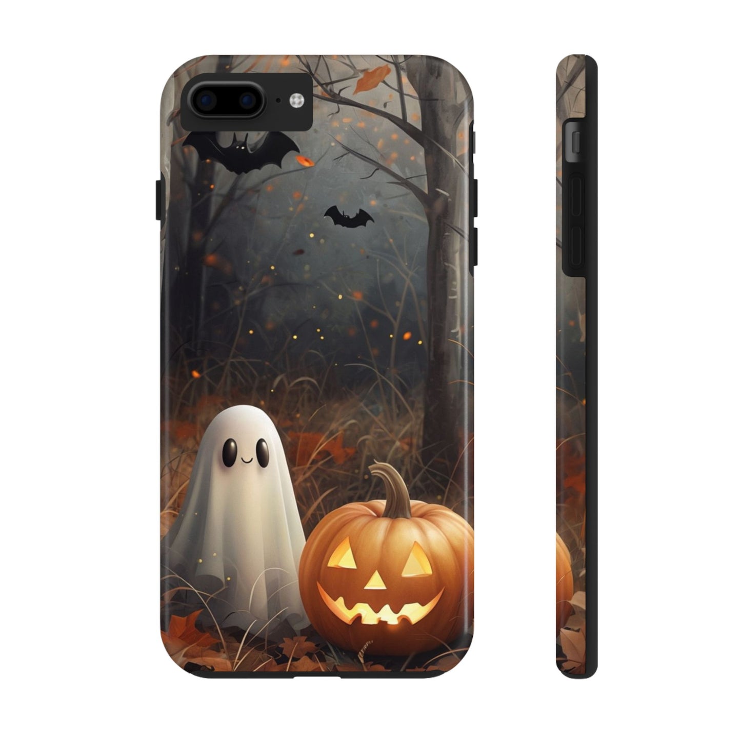 Spooky Halloween Phone Case - Tough Protective Cover with Ghost and Pumpkin Design