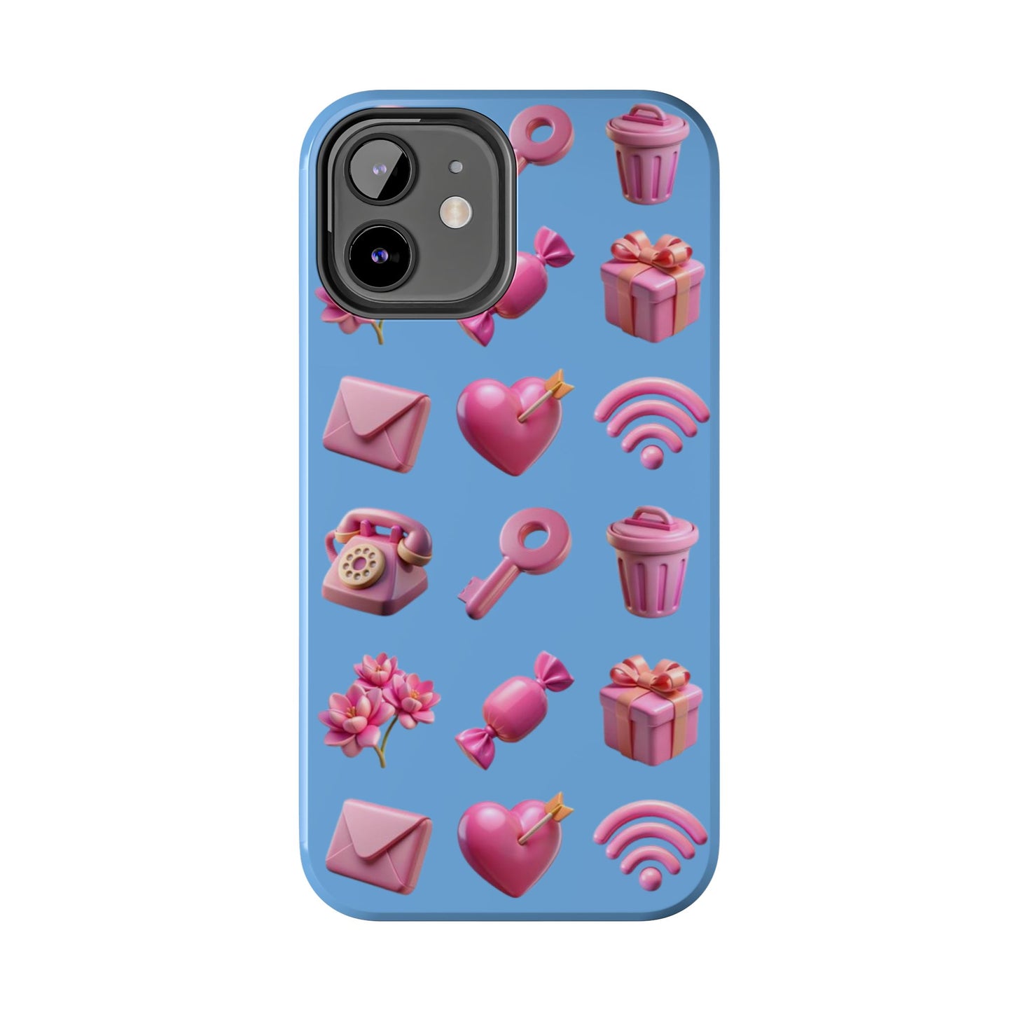 Cute and Colorful Tough Phone Case - Pink Emojis Design