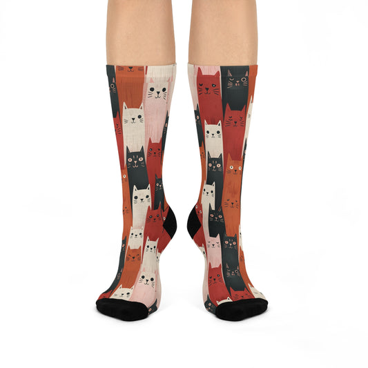 Cushioned Crew Socks- Cool Cats