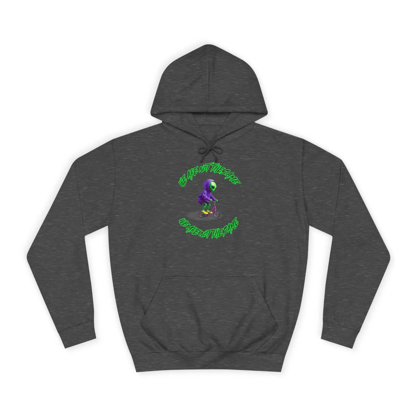 Cosmic Charcoal Hoodie for Men & Women – Alien "We Are Not The Same" Statement