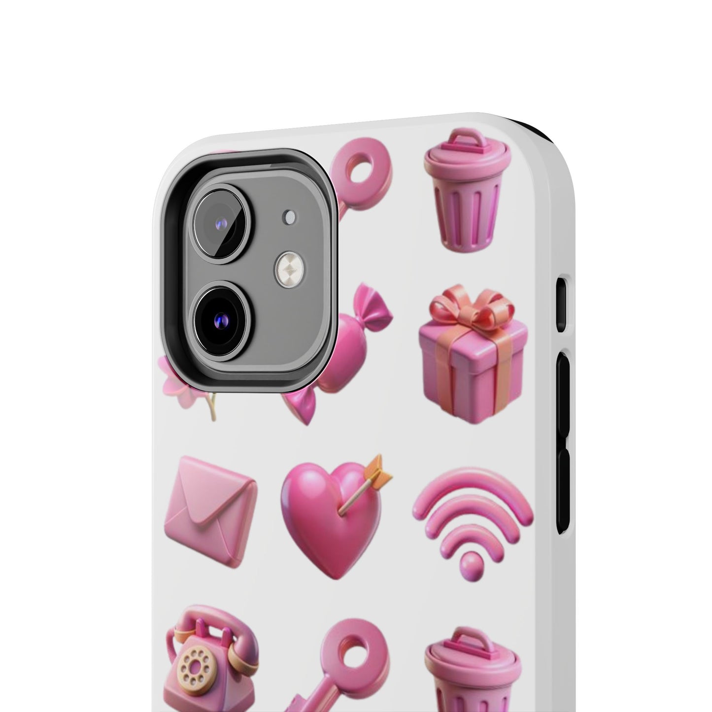 Cute and Colorful Tough Phone Case - Pink Emojis Design