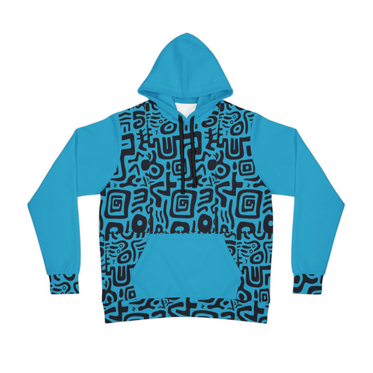 🔷 Bold Blue & Black Tribal Pattern Hoodie – Standout Streetwear with Ultimate Comfort (2025)
