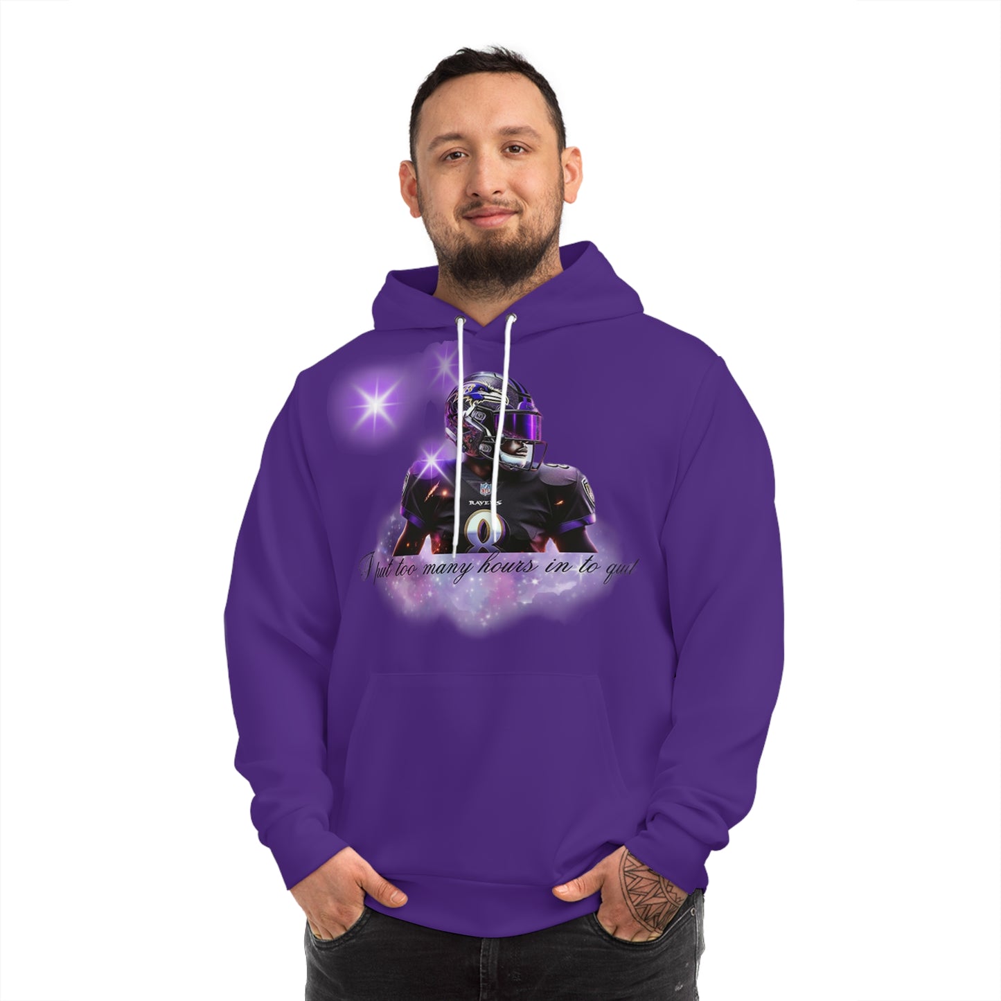 Royal Purple "Too Many Hours In It to Win" NFL Hoodie – Grind & Hustle Football Pullover