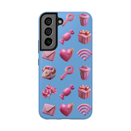 Cute and Colorful Tough Phone Case - Pink Emojis Design