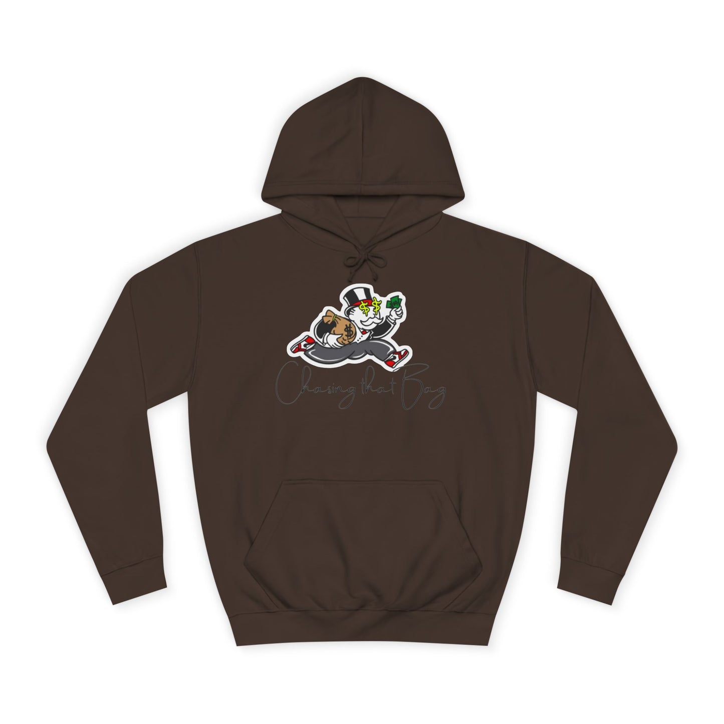 Money Green Men’s Hoodie – "Chasing the Bag" Hustle-Inspired Pullover with Drawstrings & Kangaroo Pocket