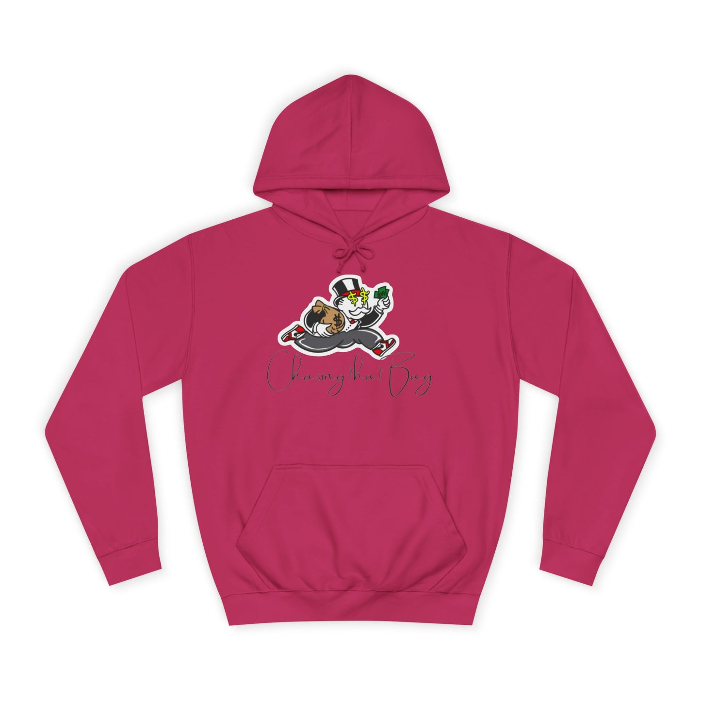 Money Green Men’s Hoodie – "Chasing the Bag" Hustle-Inspired Pullover with Drawstrings & Kangaroo Pocket