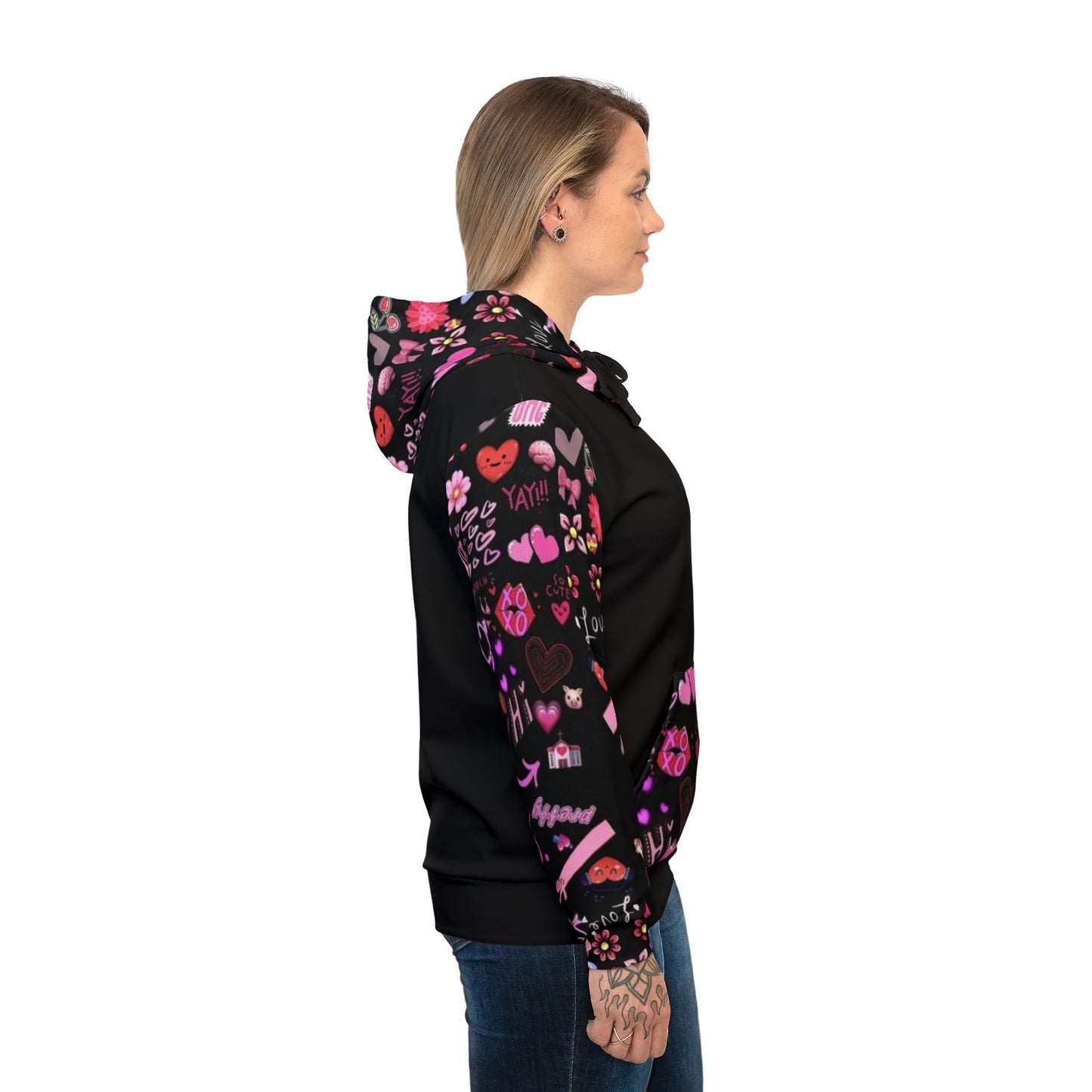 ❤️ Colorful Love Graphic Black Hoodie – Trendy & Stylish Workout and Casual Wear