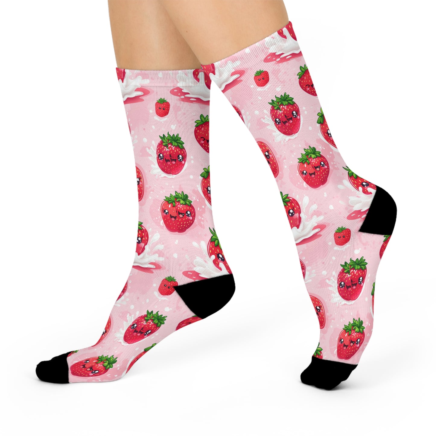 Cushioned Crew Socks Strawberries