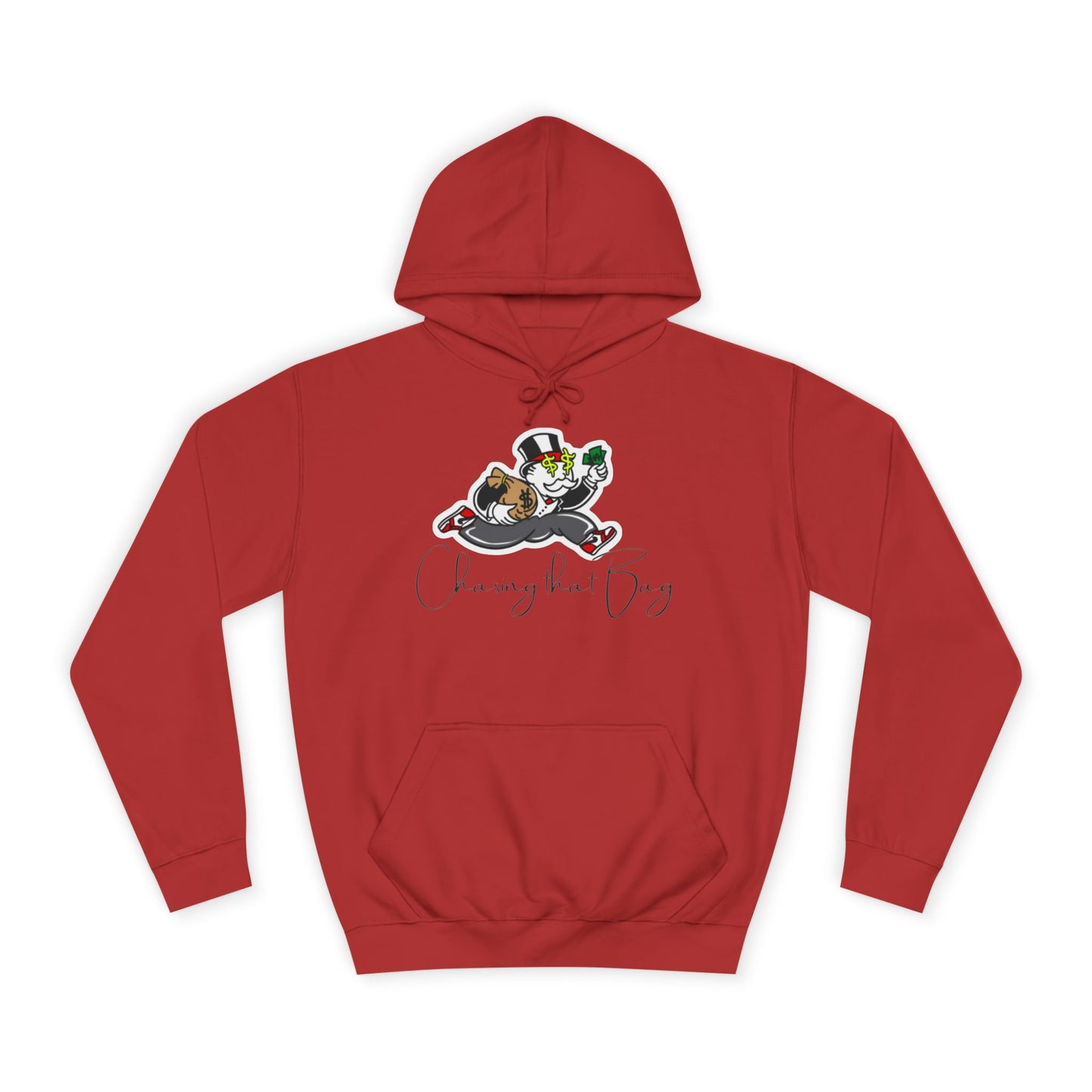 Money Green Men’s Hoodie – "Chasing the Bag" Hustle-Inspired Pullover with Drawstrings & Kangaroo Pocket