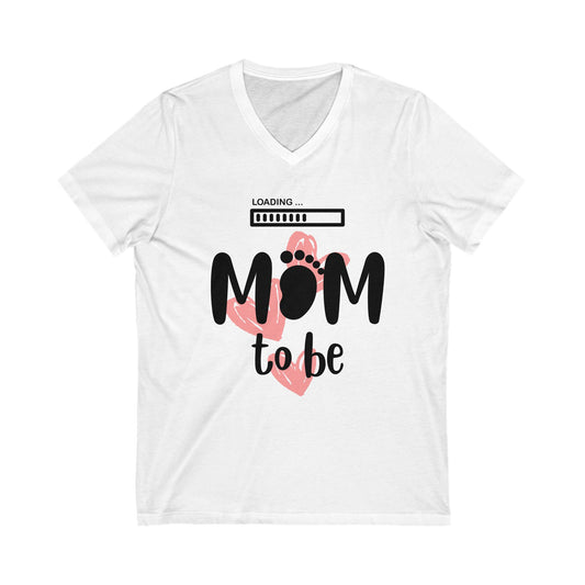 🤰 Cute Mom-To-Be White V-Neck Tee – Baby Loading Pregnancy Announcement Shirt