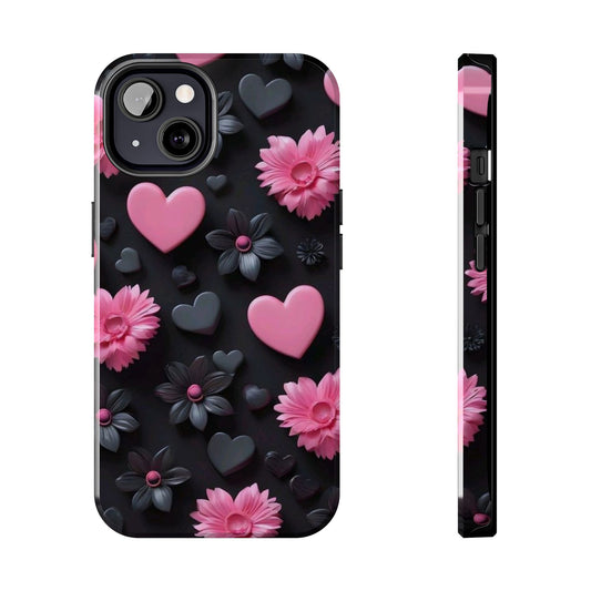Floral Heart Tough Phone Case - Durable Protection Bold Design For iPhones & Androids