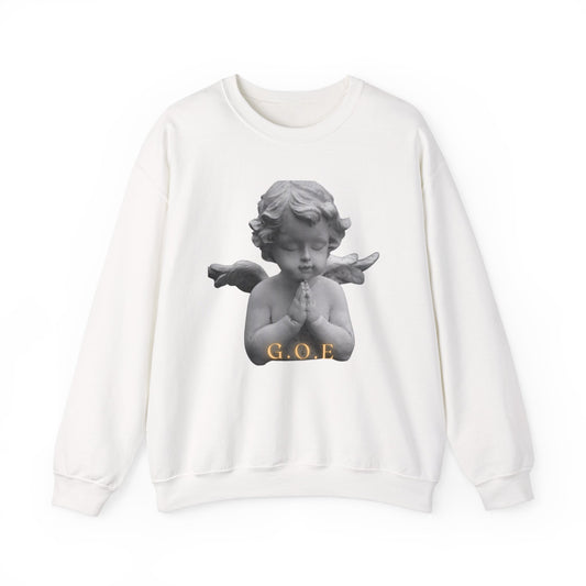 Pure Cloud Men & Women’s Sweater – "G.O.E Angel" (God Over Everything) Faith-Inspired Pullover