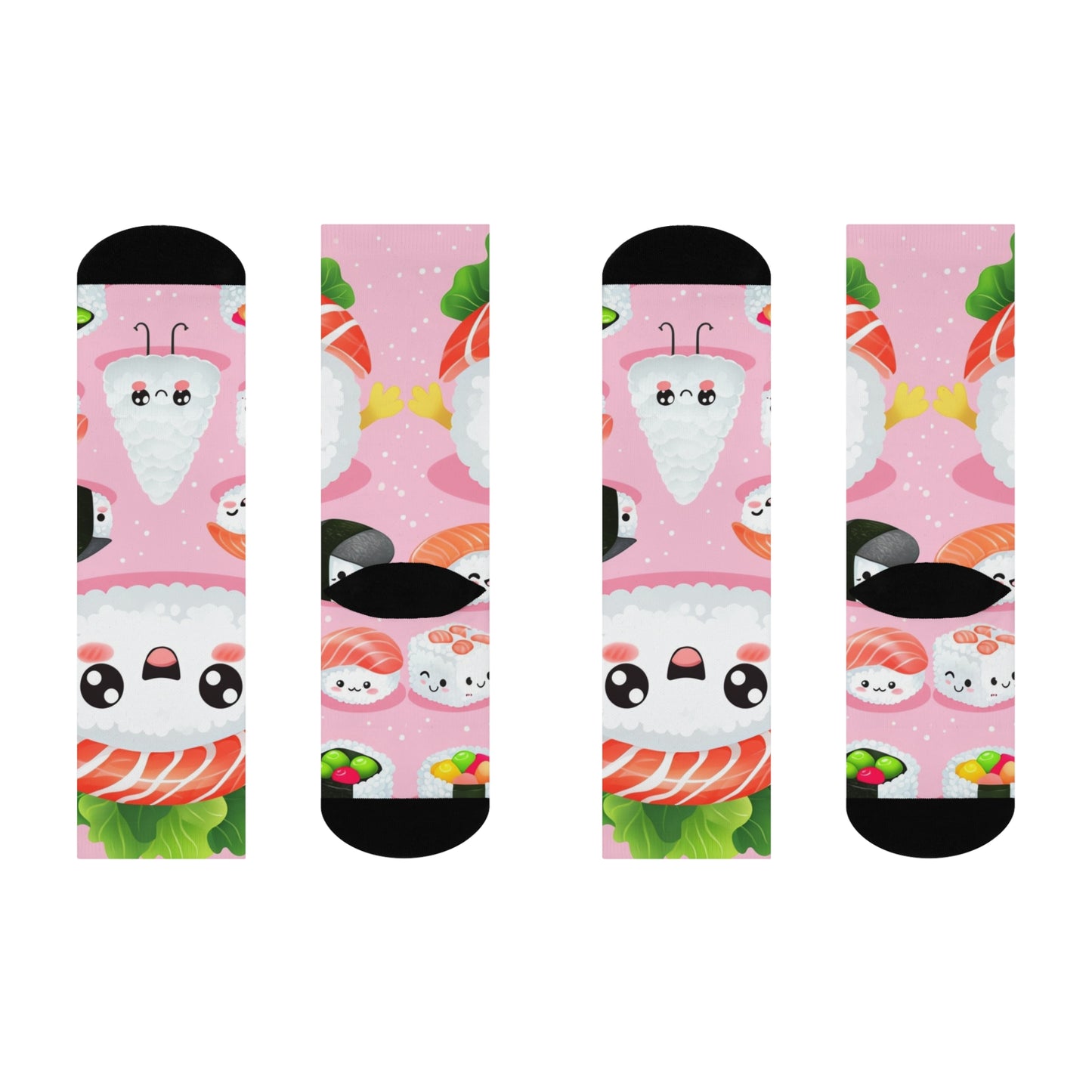Cushioned Crew Socks- Cute Sushi Characters